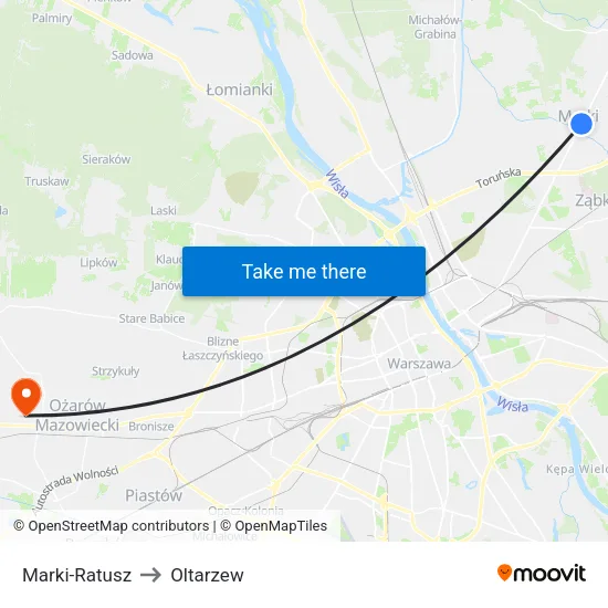 Marki - Ratusz to Oltarzew map