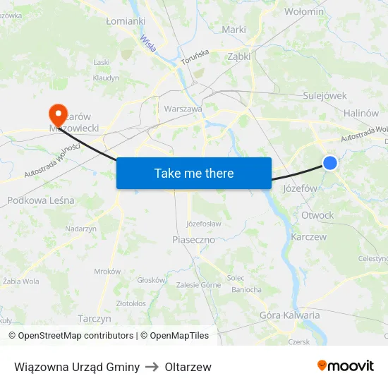 Wiązowna Urząd Gminy to Oltarzew map