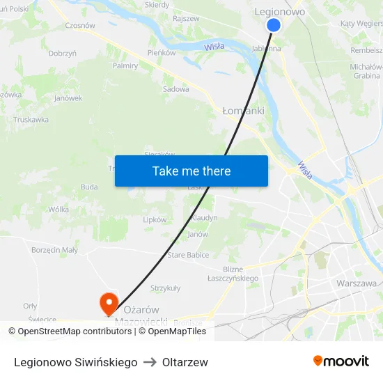 Legionowo Siwińskiego to Oltarzew map
