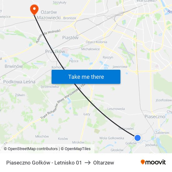 Piaseczno Gołków - Letnisko 01 to Oltarzew map