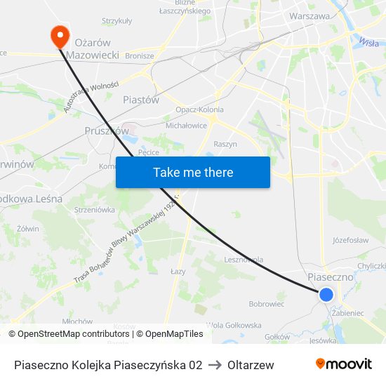 Piaseczno Kolejka Piaseczyńska 02 to Oltarzew map