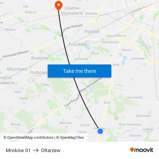 Mroków 01 to Oltarzew map