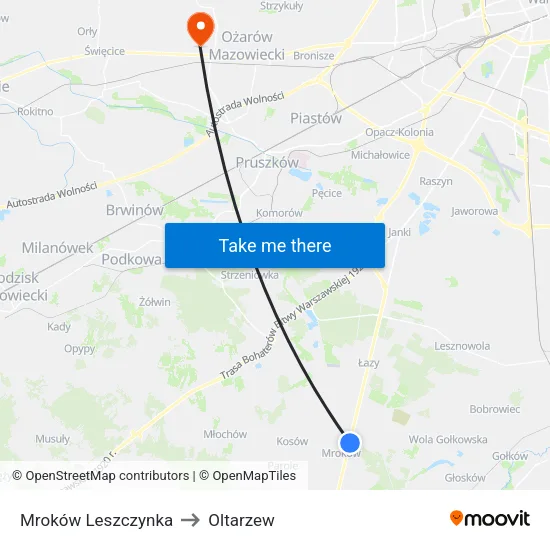 Mroków Leszczynka to Oltarzew map