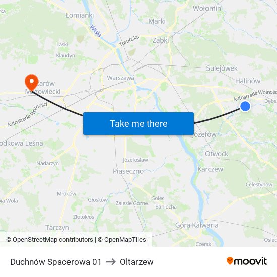 Duchnów Spacerowa to Oltarzew map