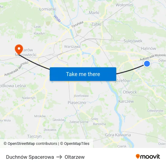 Duchnów Spacerowa to Oltarzew map