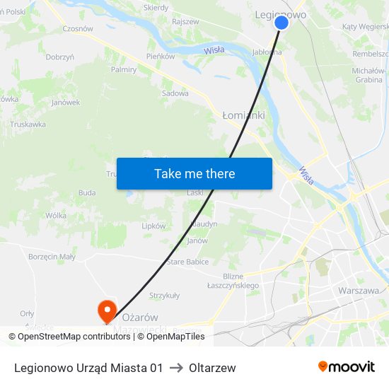 Legionowo Urząd Miasta 01 to Oltarzew map