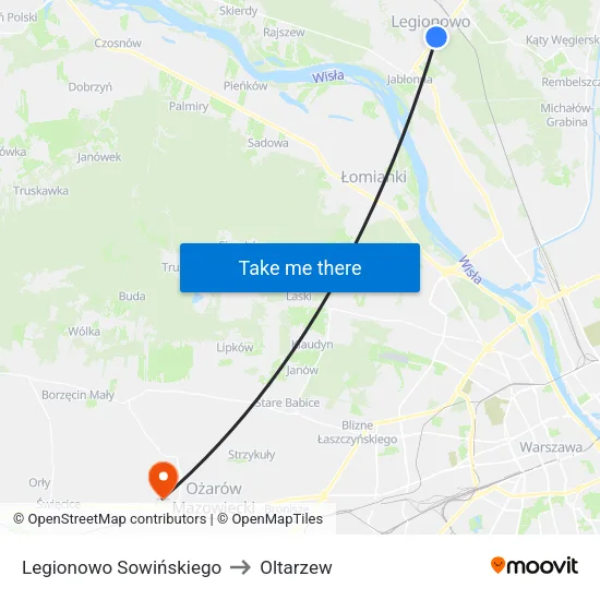 Legionowo Sowińskiego to Oltarzew map