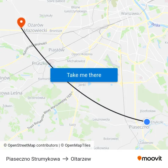 Piaseczno Strumykowa to Oltarzew map