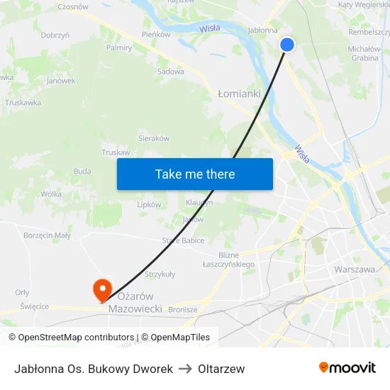 Jabłonna Os. Bukowy Dworek to Oltarzew map