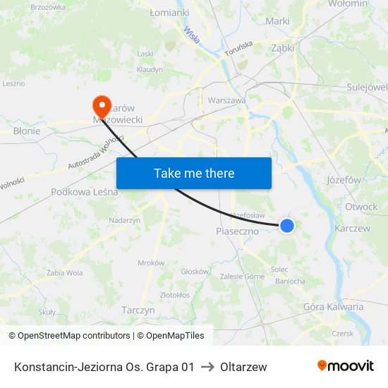 Konstancin-Jeziorna Os. Grapa 01 to Oltarzew map