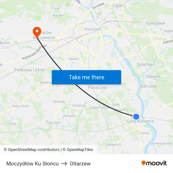 Moczydłów Ku Słońcu to Oltarzew map