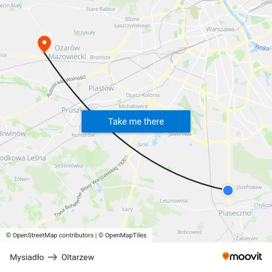Mysiadło to Oltarzew map