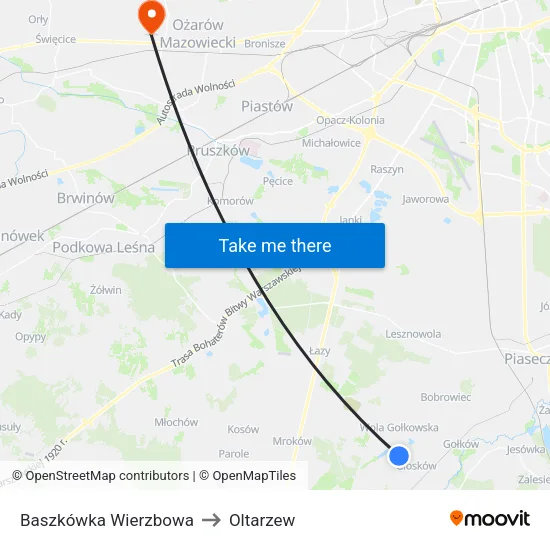 Baszkówka Wierzbowa to Oltarzew map