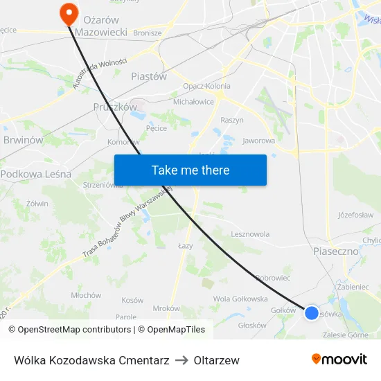 Wólka Kozodawska Cmentarz to Oltarzew map