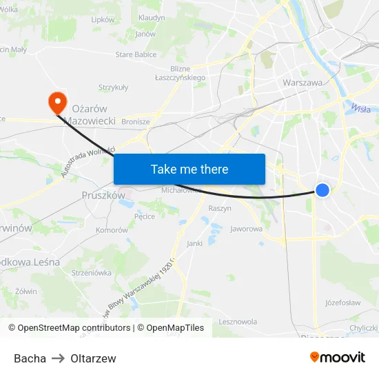 Bacha to Oltarzew map