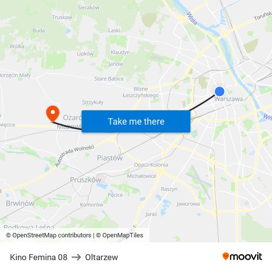 Kino Femina 08 to Oltarzew map