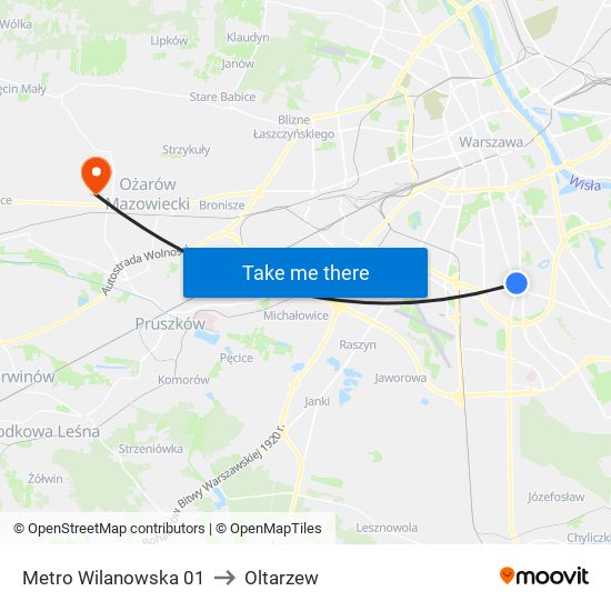 Metro Wilanowska 01 to Oltarzew map