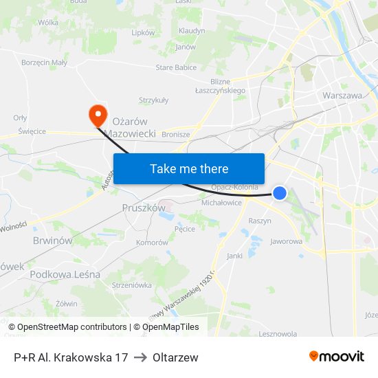 P+R Al. Krakowska 17 to Oltarzew map