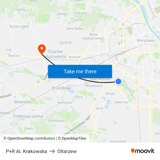 P+R Al. Krakowska to Oltarzew map