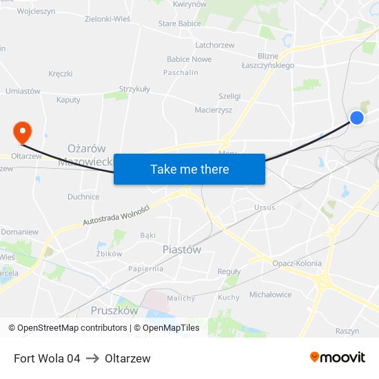 Fort Wola 04 to Oltarzew map