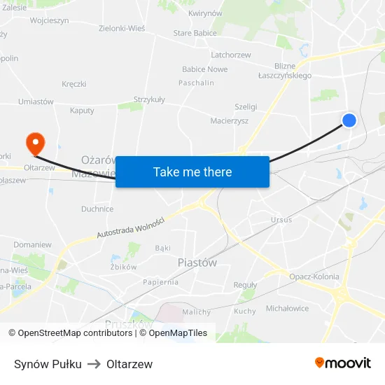 Synów Pułku to Oltarzew map