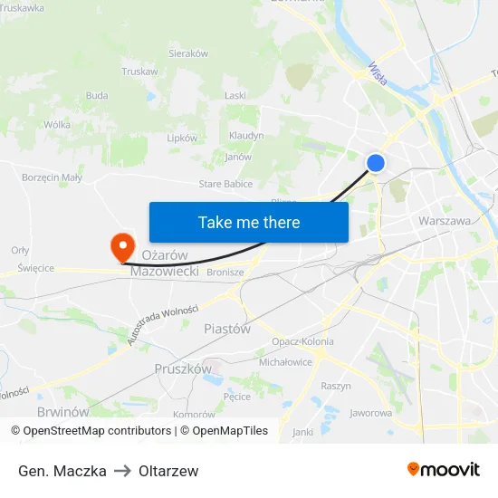 Gen. Maczka to Oltarzew map