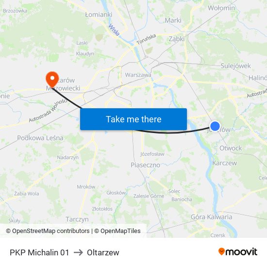 PKP Michalin 01 to Oltarzew map