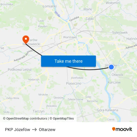 PKP Józefów to Oltarzew map