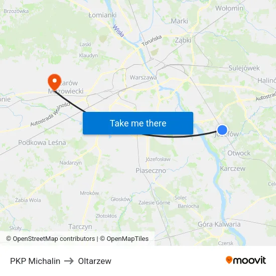 PKP Michalin to Oltarzew map