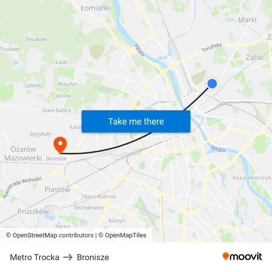 Metro Trocka to Bronisze map