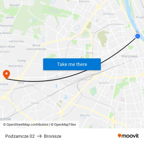 Podzamcze 02 to Bronisze map