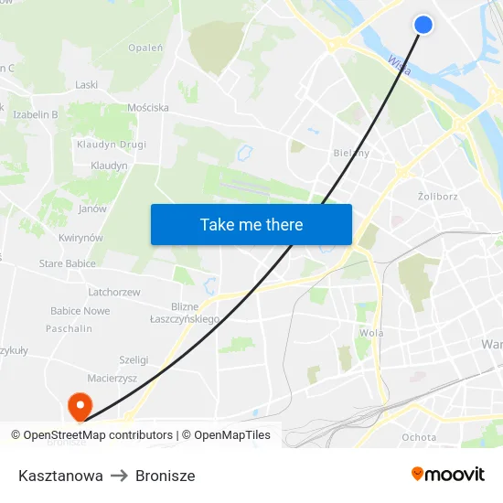 Kasztanowa to Bronisze map