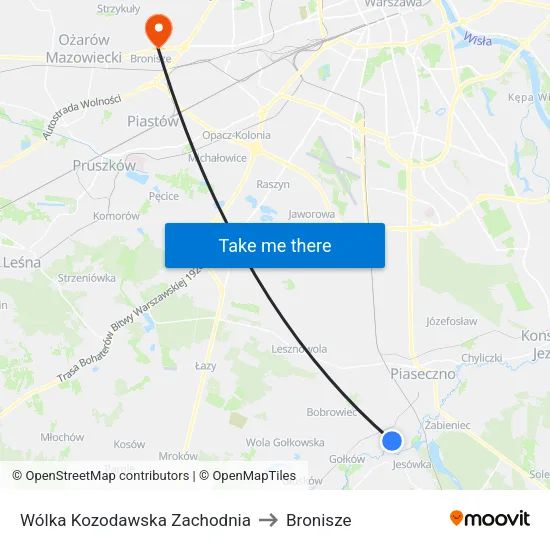 Wólka Kozodawska Zachodnia to Bronisze map