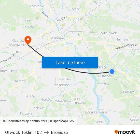 Otwock Teklin II 02 to Bronisze map