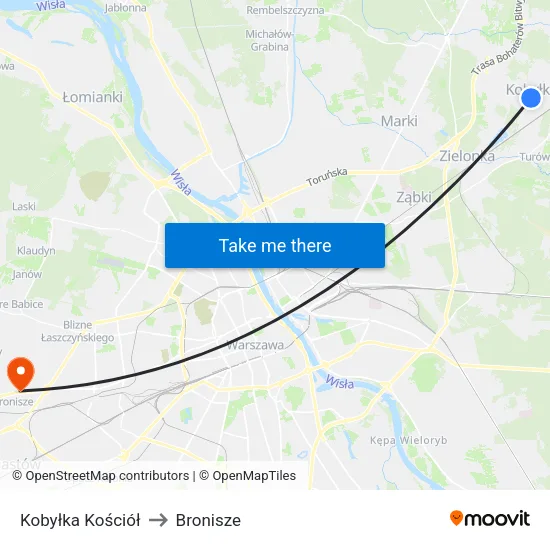 Kobyłka Kościół to Bronisze map