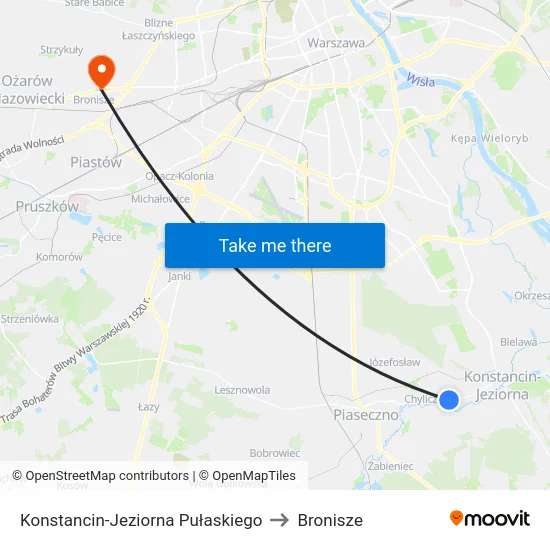 Konstancin-Jeziorna Pułaskiego to Bronisze map