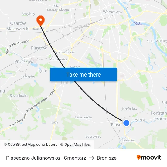 Piaseczno Julianowska - Cmentarz to Bronisze map