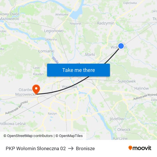 PKP Wołomin Słoneczna 02 to Bronisze map