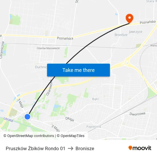 Pruszków Żbików Rondo 01 to Bronisze map