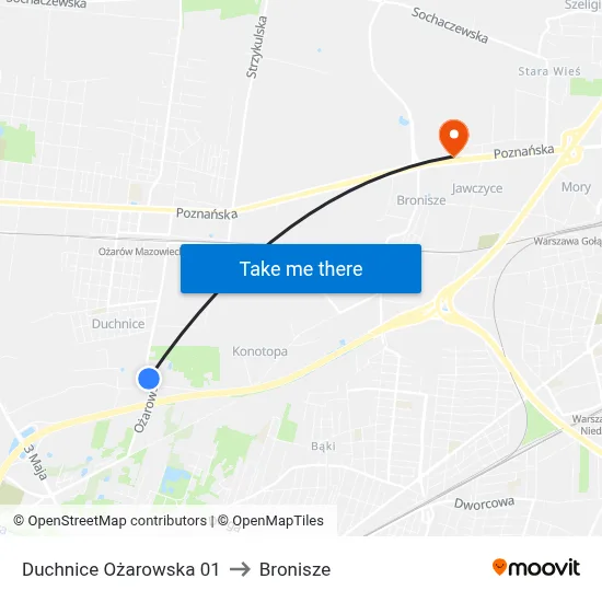 Duchnice Ożarowska 01 to Bronisze map
