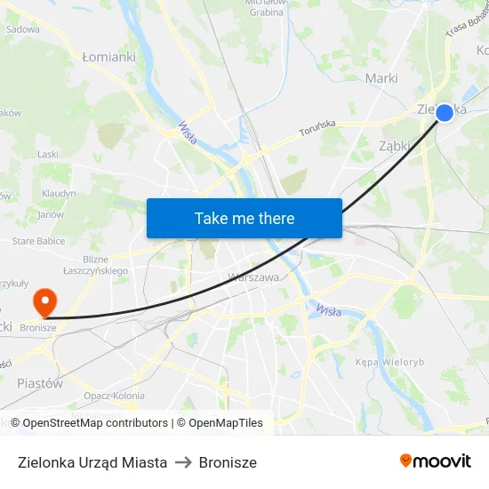 Zielonka Urząd Miasta to Bronisze map