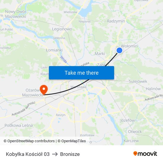 Kobyłka Kościół 03 to Bronisze map