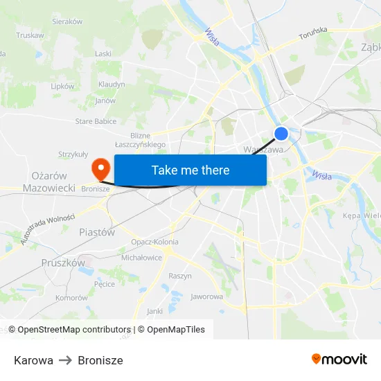 Karowa to Bronisze map