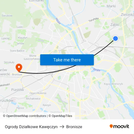 Ogrody Działkowe Kawęczyn to Bronisze map