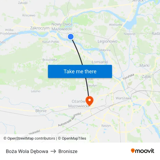 Boża Wola Dębowa to Bronisze map
