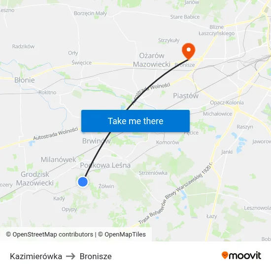 Kazimierówka to Bronisze map