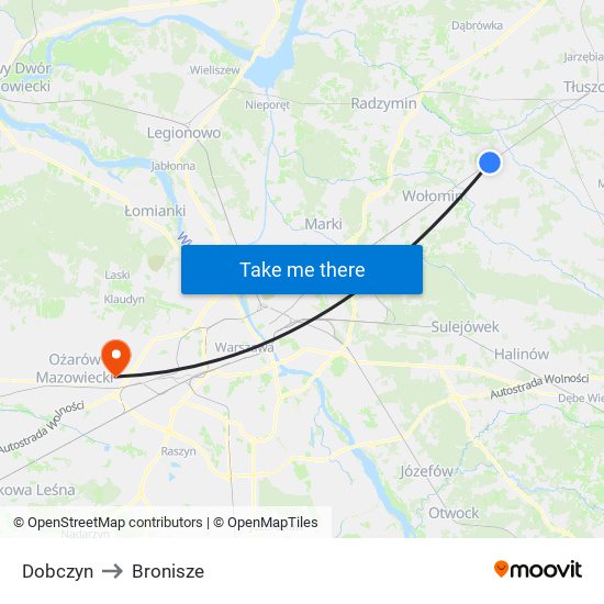 Dobczyn to Bronisze map