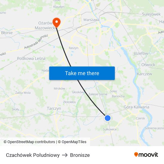 Czachówek Południowy to Bronisze map