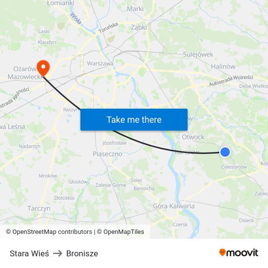 Stara Wieś to Bronisze map