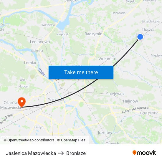 Jasienica Mazowiecka to Bronisze map